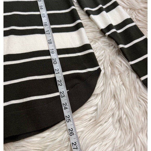 Pink Clover X Stich Fix Valencia Curved Hem Sweater Striped Olive/White SZ S - Picture 6 of 10